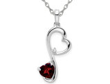 Natural Red Garnet 3/5 Carat (ctw) Heart Pendant Necklace in 14K White Gold with Chain